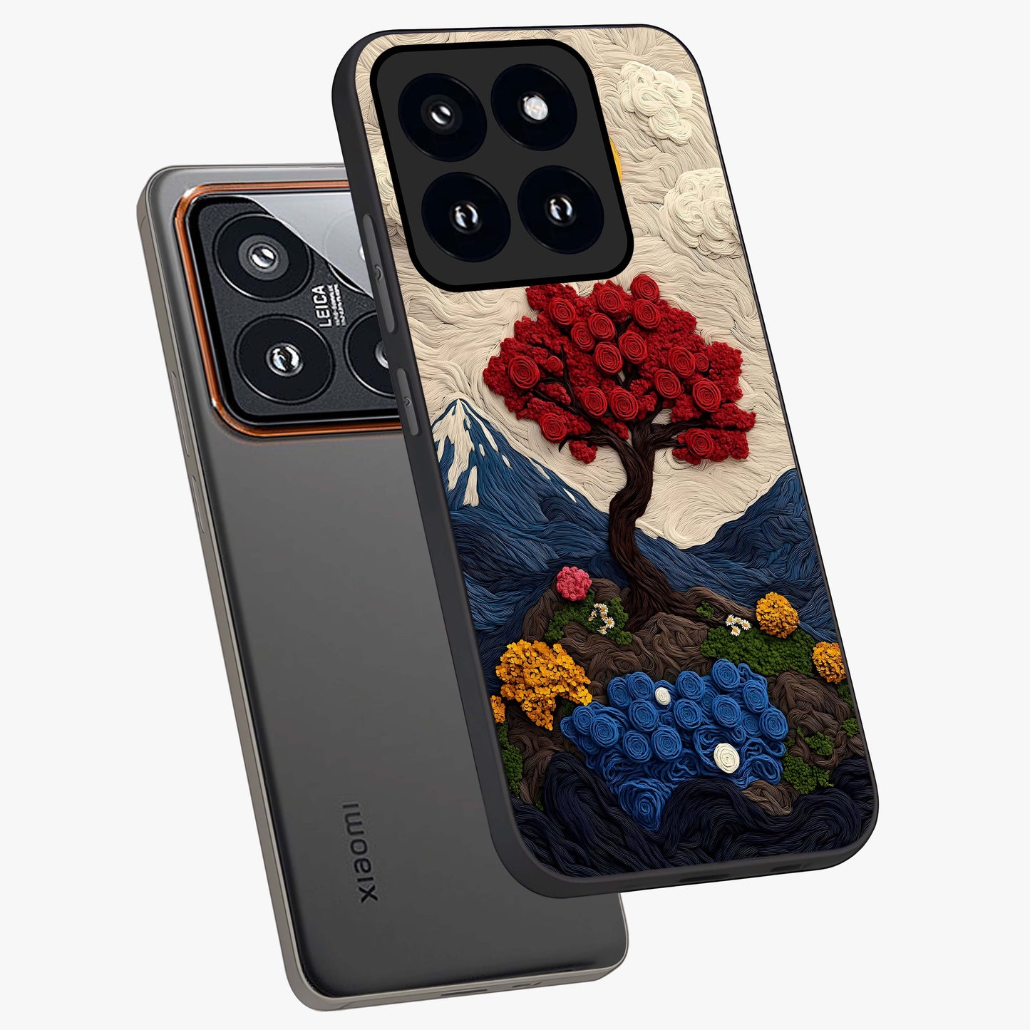 Eternal Nature Tapestry Glass Case displayed in angled mockup highlighting detailed botanical pattern with artistic aesthetic.
