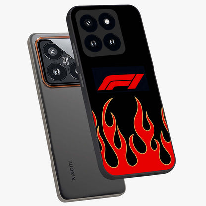 Fire F11 Glass Case displayed in angled mockup highlighting bold fire inspired graphic with energetic aesthetic style.