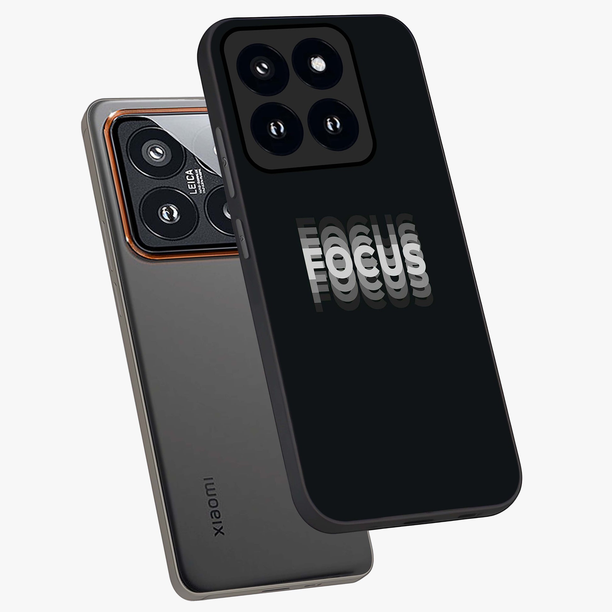 Focus Mode On Glass Case displayed in angled mockup highlighting clean minimal text artwork with modern aesthetic style.