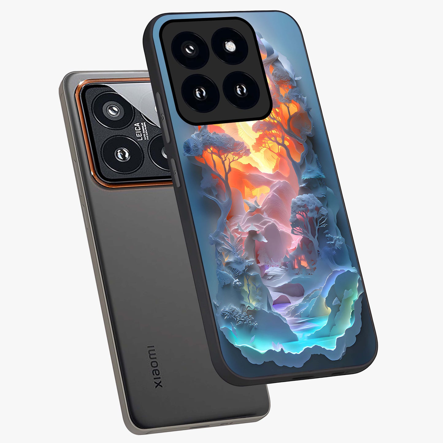 Glow Forest Portal Glass Case displayed in angled mockup highlighting mystical forest design with magical glowing aesthetic.