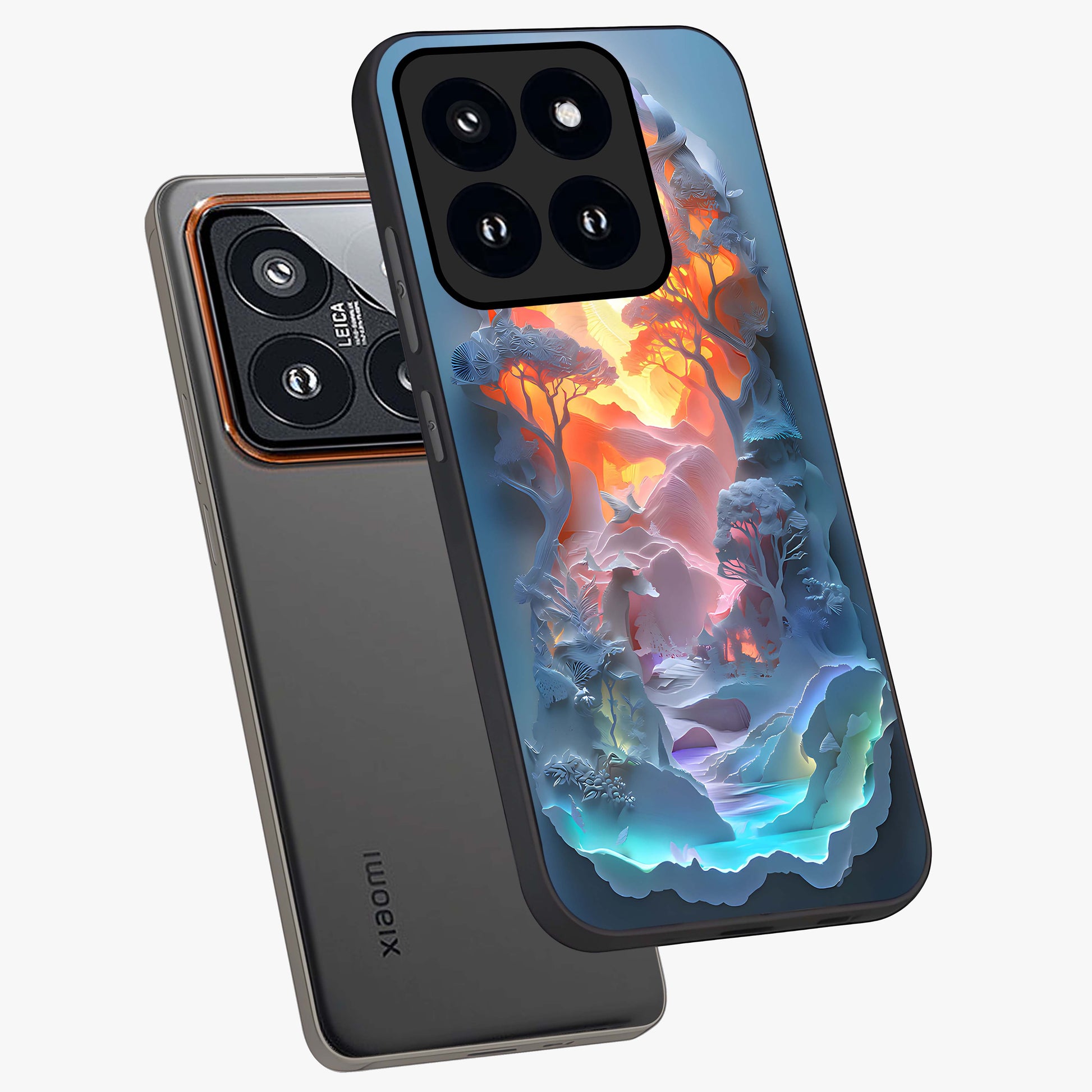 Glow Forest Portal Glass Case displayed in angled mockup highlighting mystical forest design with magical glowing aesthetic.