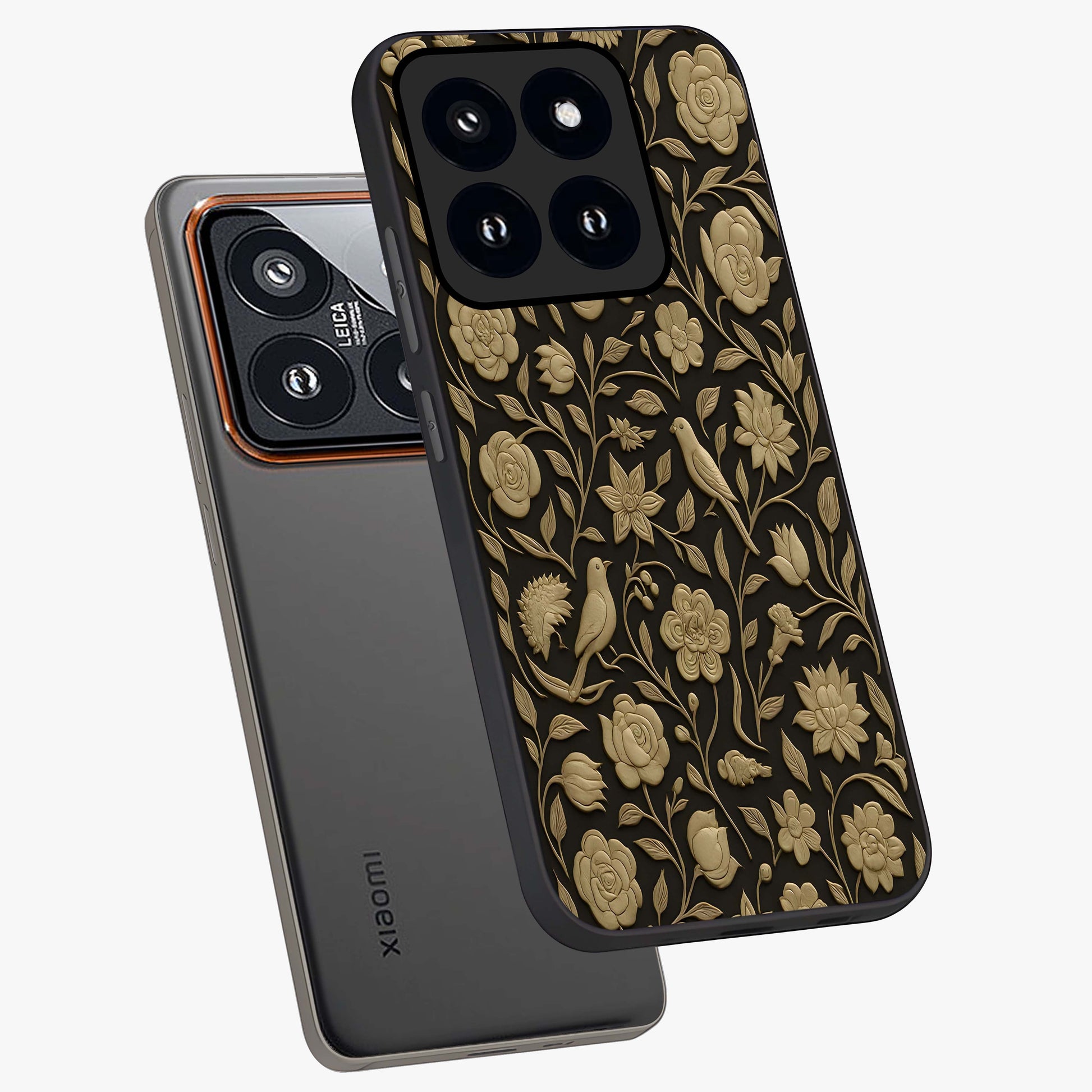 Golden Evil Eye Mandala Glass Case displayed in angled mockup highlighting protective evil eye symbol with golden mandala design.