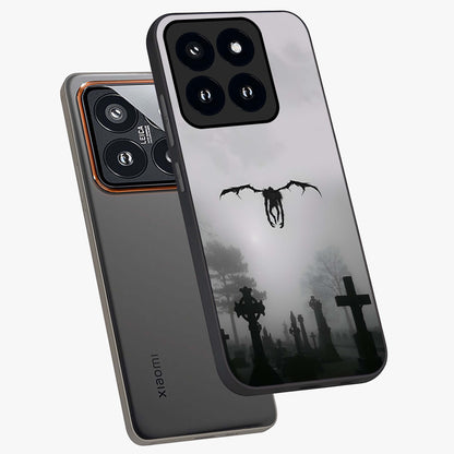 Graveyard Shadow Descent Glass Case displayed in angled mockup highlighting eerie shadow illustration with gothic aesthetic.