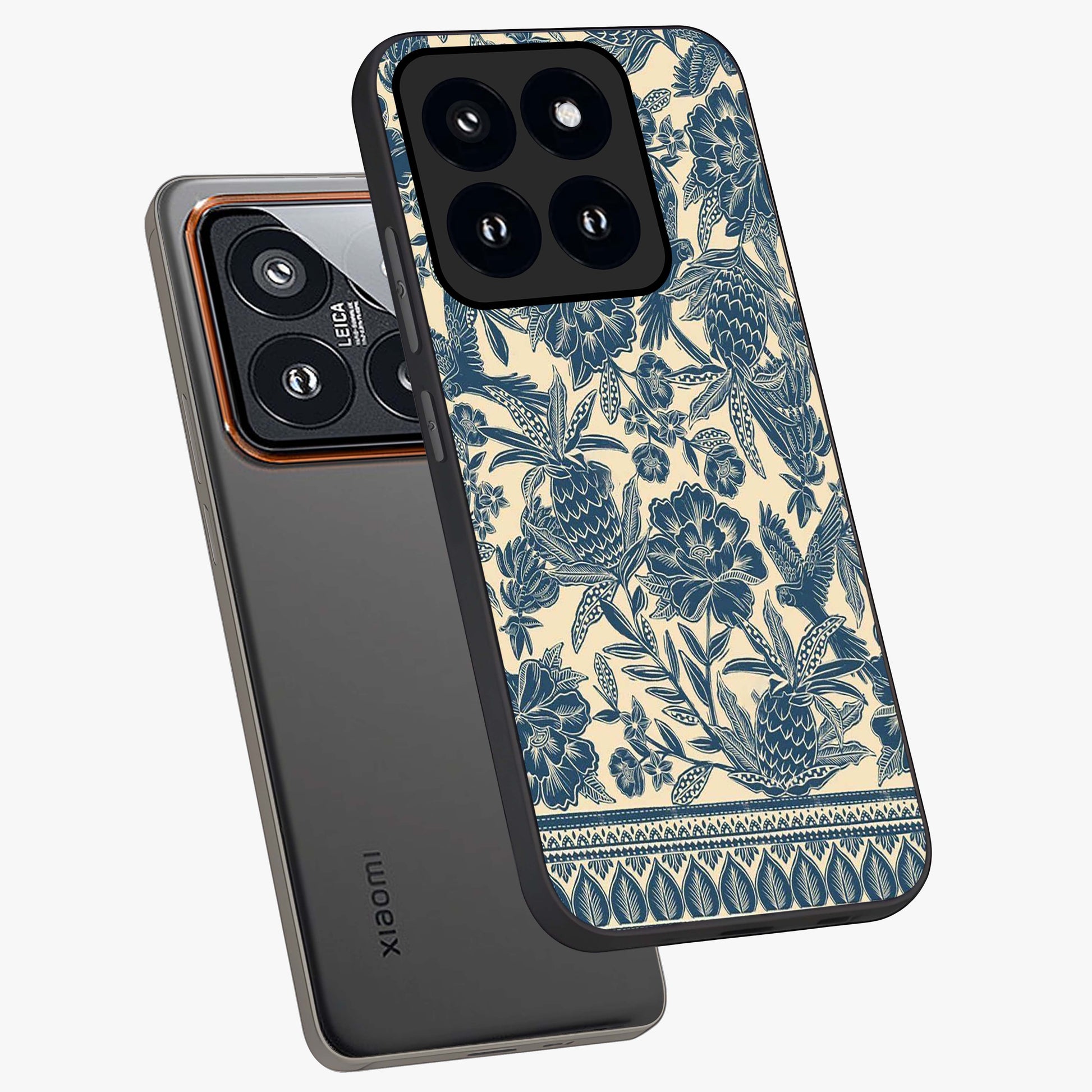 Heirloom Wild Bloom Glass Case displayed in angled mockup highlighting botanical bloom design with classic aesthetic style.