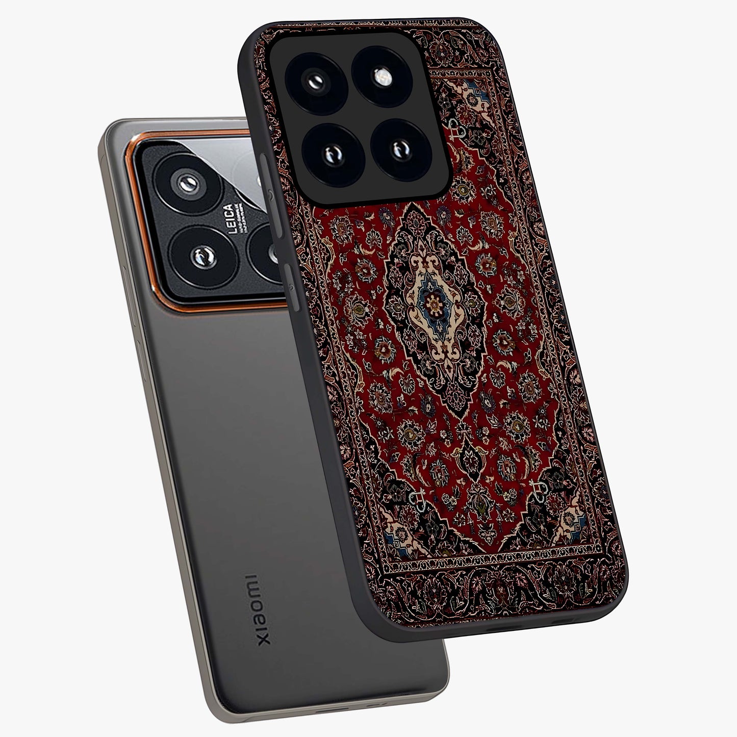 Heritage Carpet Royale Glass Case displayed in angled mockup highlighting intricate royal carpet design with heritage aesthetic.