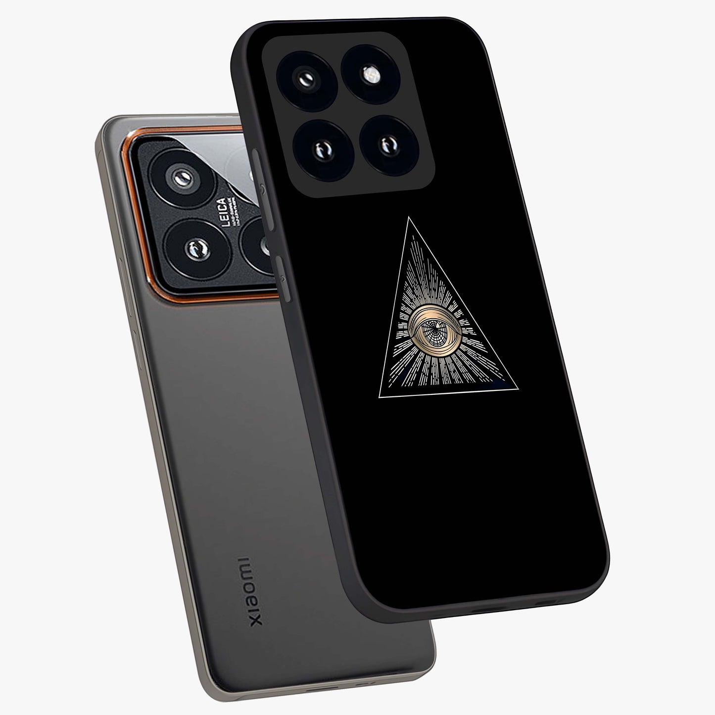 Illuminati Evil Glass Case displayed in angled mockup highlighting dark occult inspired design with bold aesthetic style.
