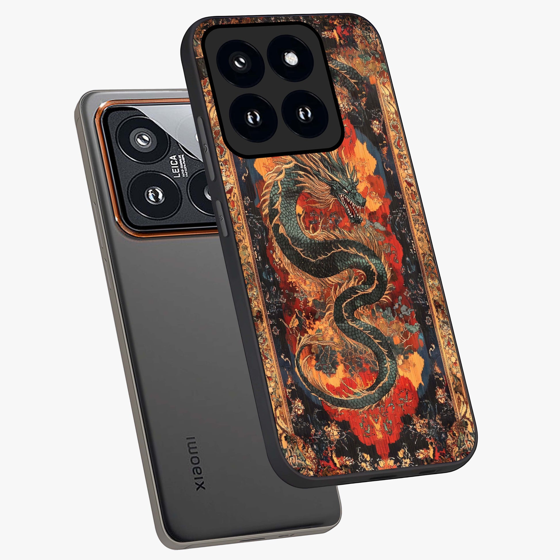 Inferno Dragon Soul Glass Case displayed in angled mockup highlighting powerful dragon illustration with inferno aesthetic.