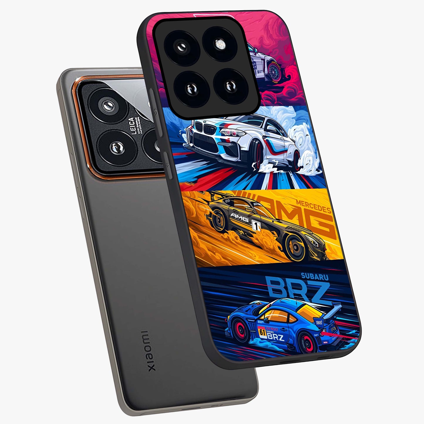 JDM Sports Car Glass Case displayed in angled mockup highlighting sleek Japanese racing car design with automotive aesthetic.
