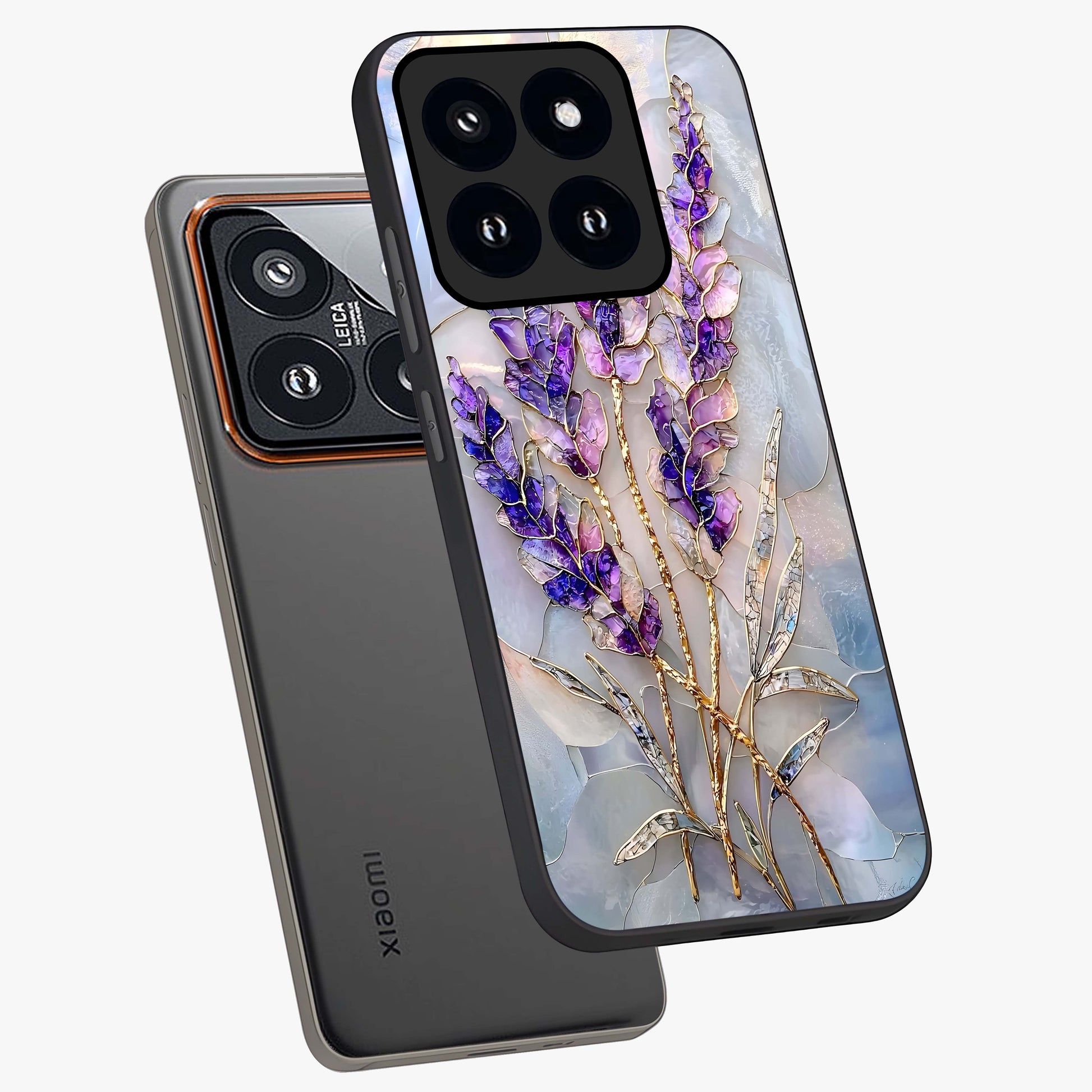 Lavender Dream Glow Glass Case displayed in angled mockup highlighting dreamy purple glow design with soft artistic style.