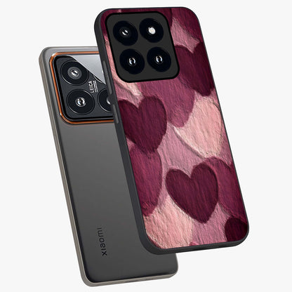 Layered Paper Hearts Glass Case displayed in angled mockup highlighting creative paper craft heart design with romantic aesthetic.