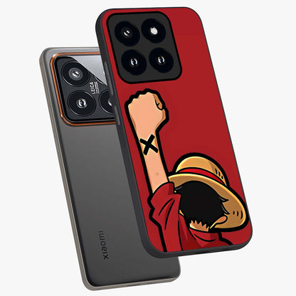Luffy X Spirit Glass Case displayed in angled mockup highlighting powerful anime design with energetic action aesthetic.