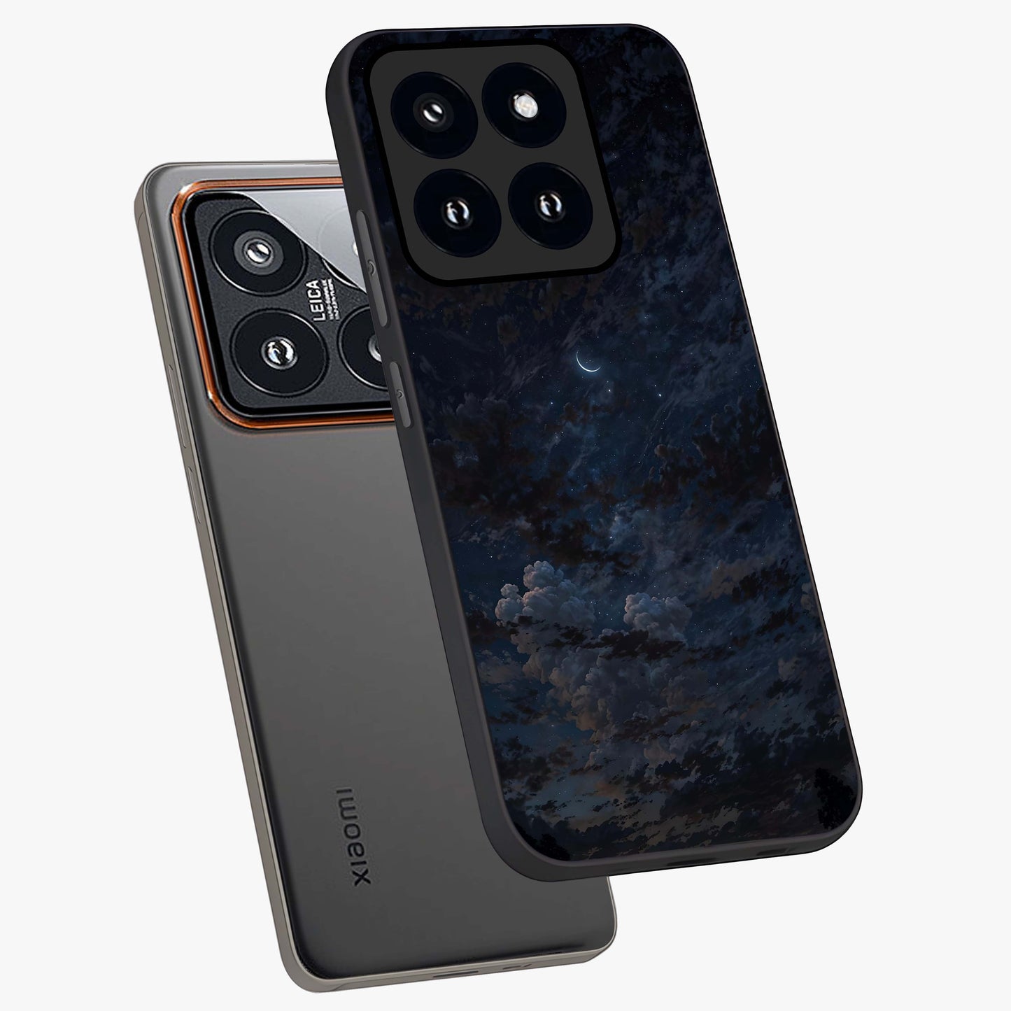 Lunar Veil Silence Glass Case displayed in angled mockup highlighting soft lunar design with peaceful celestial aesthetic.