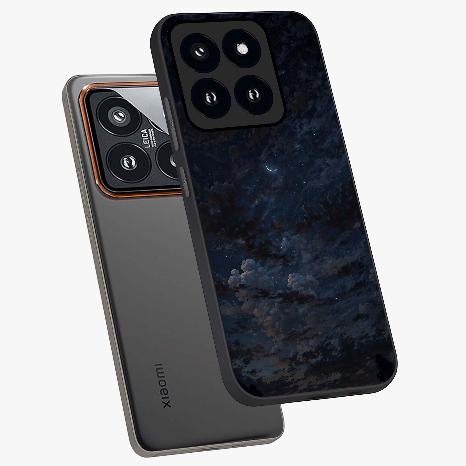 Lunar Veil Silence Glass Case displayed in angled mockup highlighting soft lunar design with peaceful celestial aesthetic.