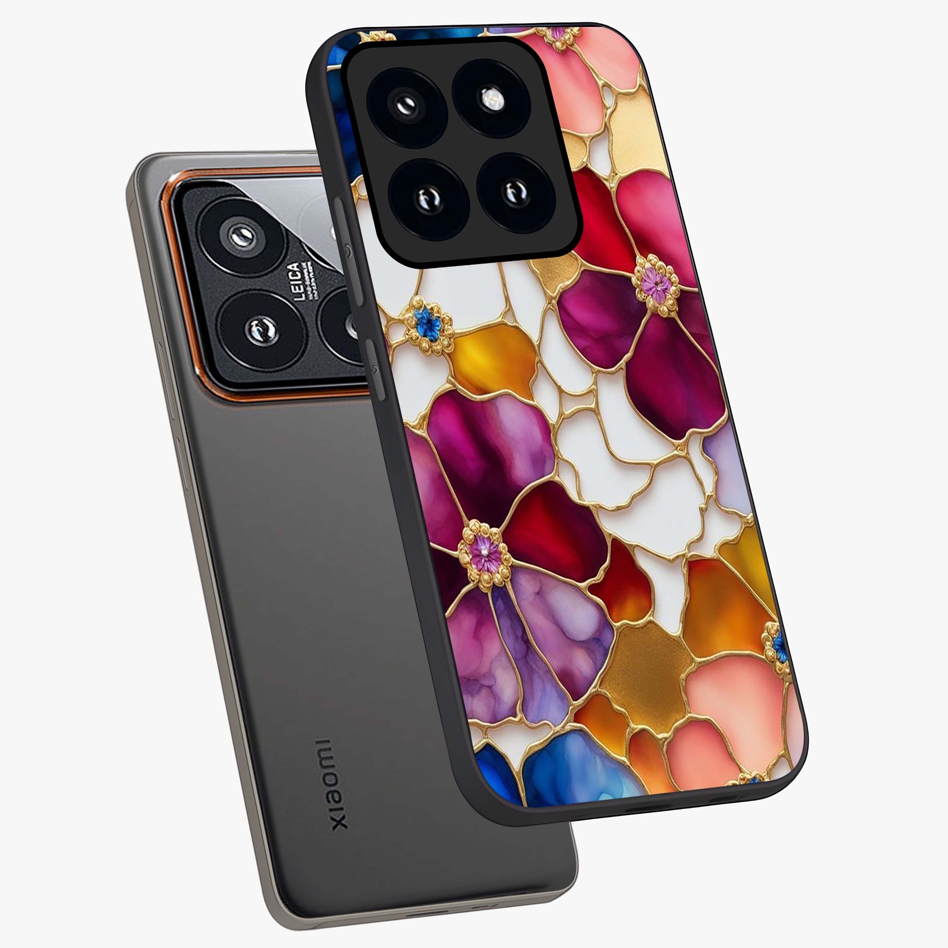 Marble Flower Pattern Glass Case displayed in angled mockup highlighting elegant marble floral design with modern aesthetic.