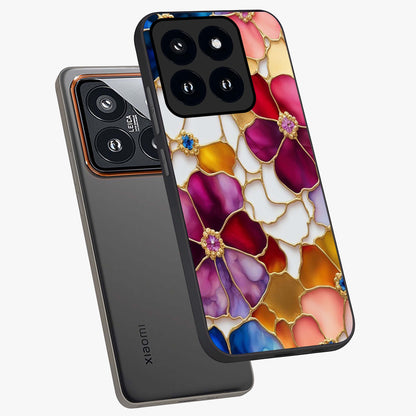 Marble Flower Pattern Glass Case displayed in angled mockup highlighting elegant marble floral design with modern aesthetic.