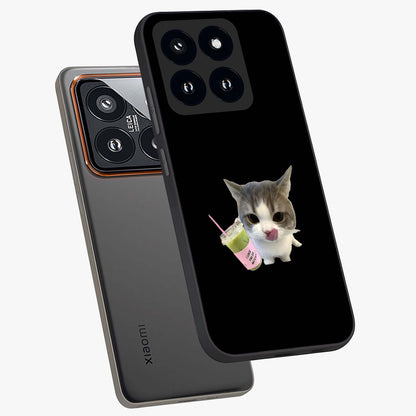 Matcha Cat Style Glass Case displayed in angled mockup highlighting playful feline design with pastel matcha aesthetic.