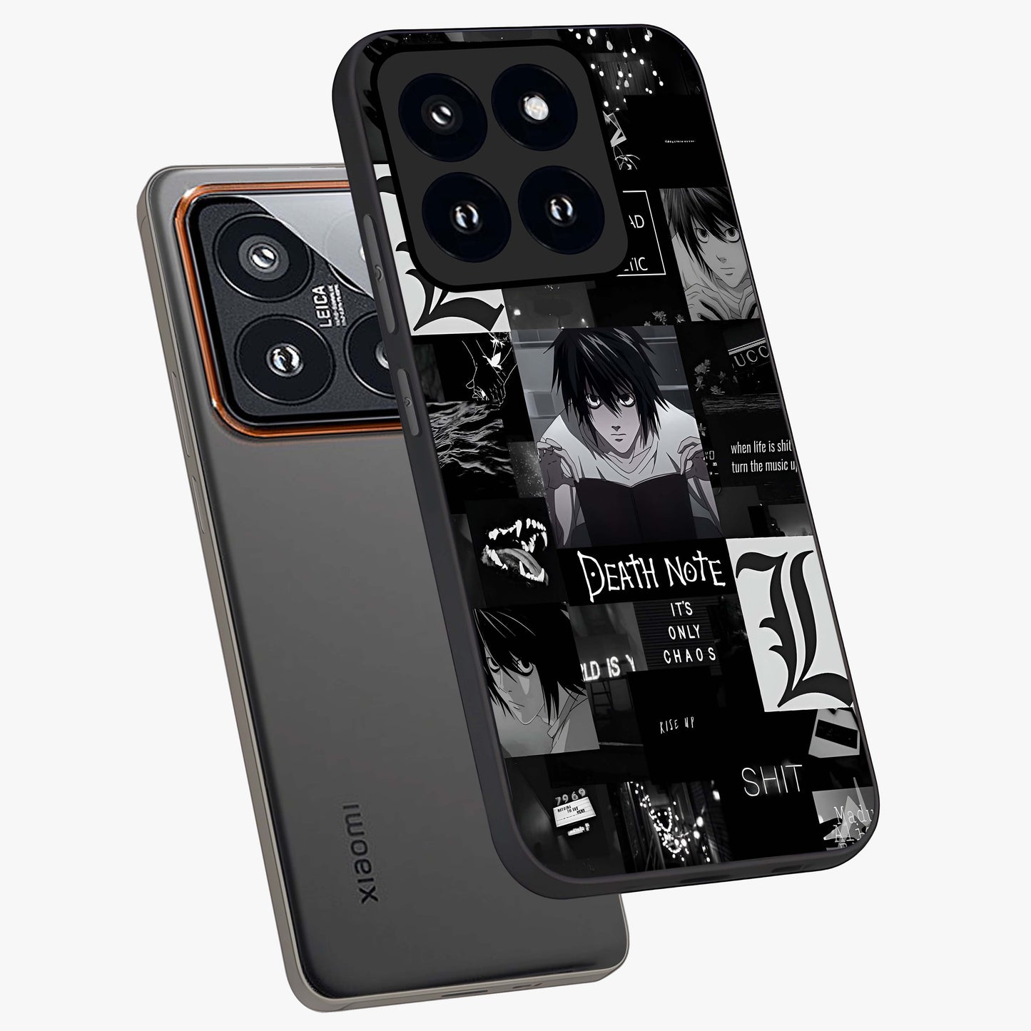 Midnight Chaos Mind Glass Case displayed in angled mockup highlighting chaotic artistic design with dramatic midnight aesthetic.