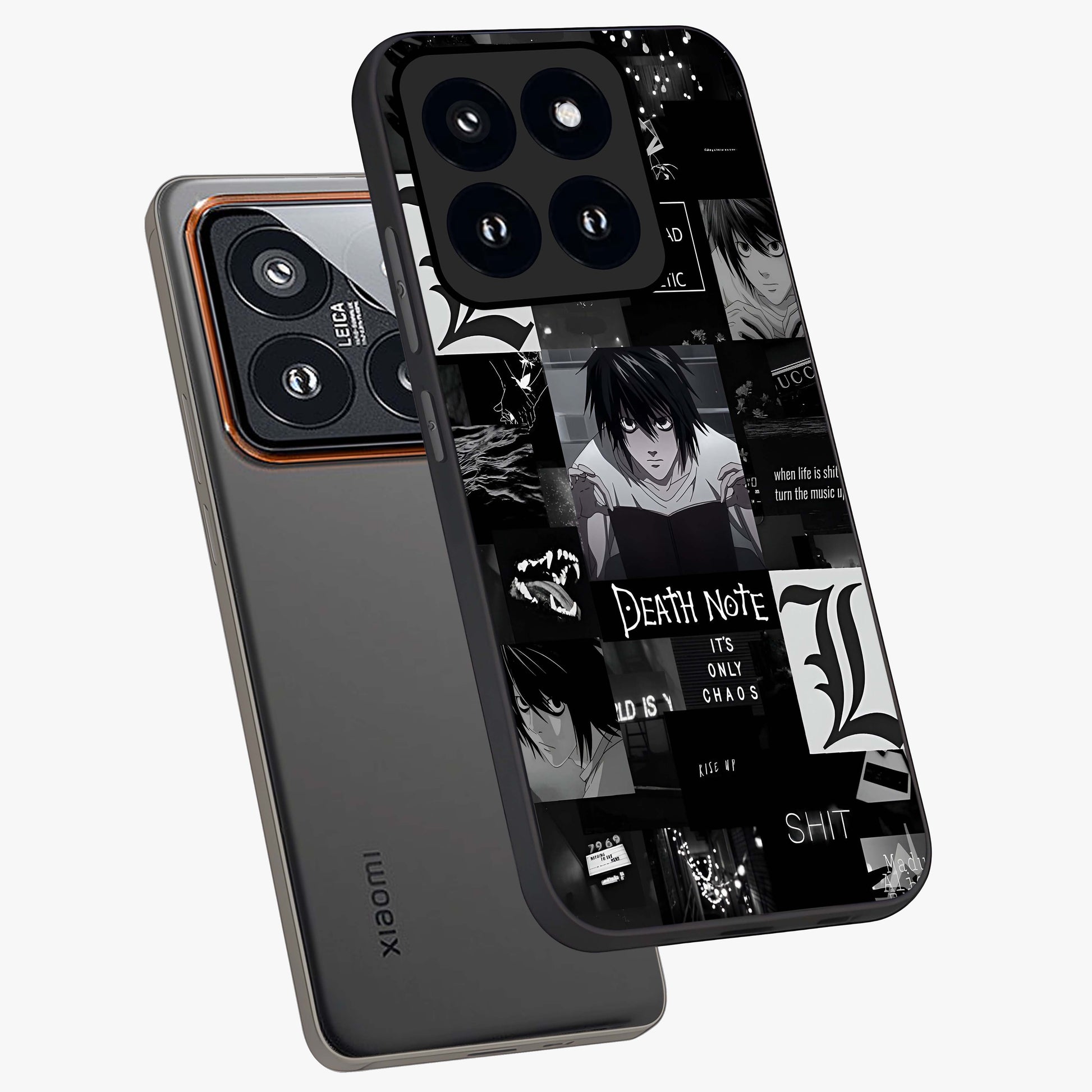 Midnight Chaos Mind Glass Case displayed in angled mockup highlighting chaotic artistic design with dramatic midnight aesthetic.