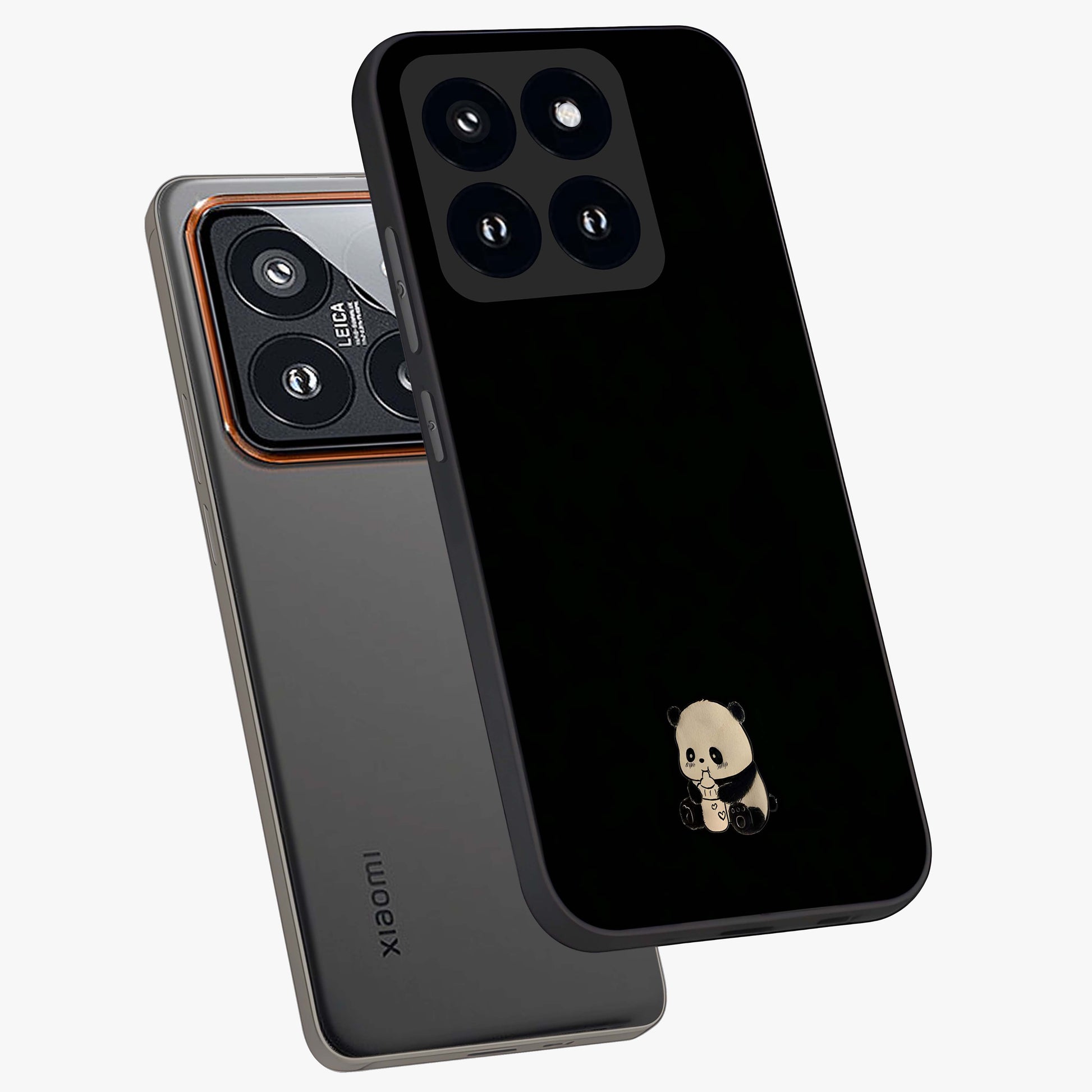 Midnight Panda Love Glass Case displayed in angled mockup highlighting adorable panda illustration with midnight aesthetic.