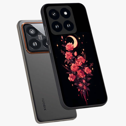 Moonlit Floral Elegance Glass Case displayed in angled mockup highlighting graceful flower design with soft moonlight aesthetic.