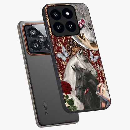 Moonlit Royal Stallion Glass Case displayed in angled mockup highlighting powerful stallion illustration with royal night aesthetic.
