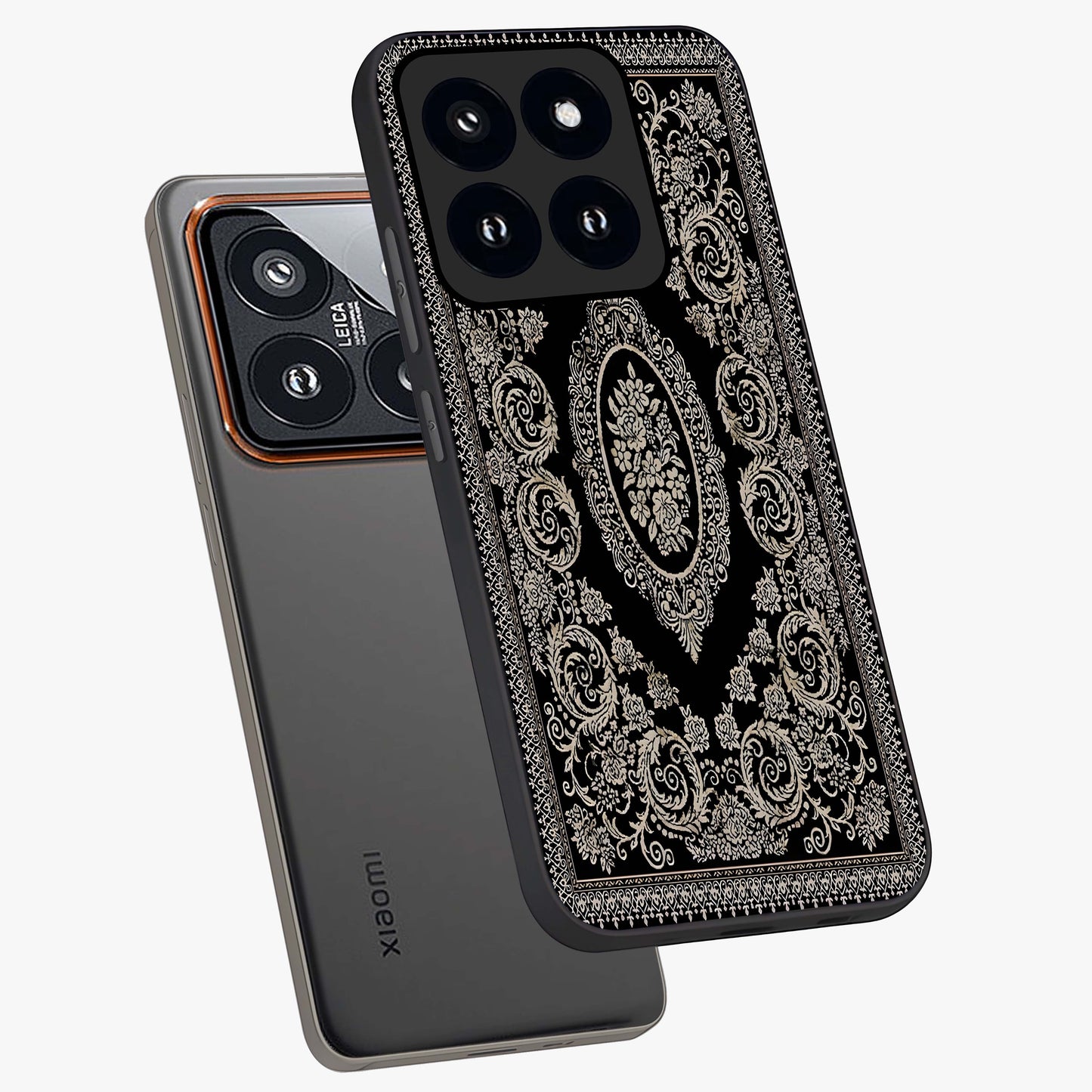 Noir Bloom Elegance Glass Case displayed in angled mockup highlighting refined flower design with stylish noir aesthetic.
