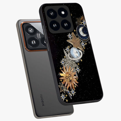 Pearls Universe Object Glass Case displayed in angled mockup highlighting celestial pearl design with dreamy aesthetic.