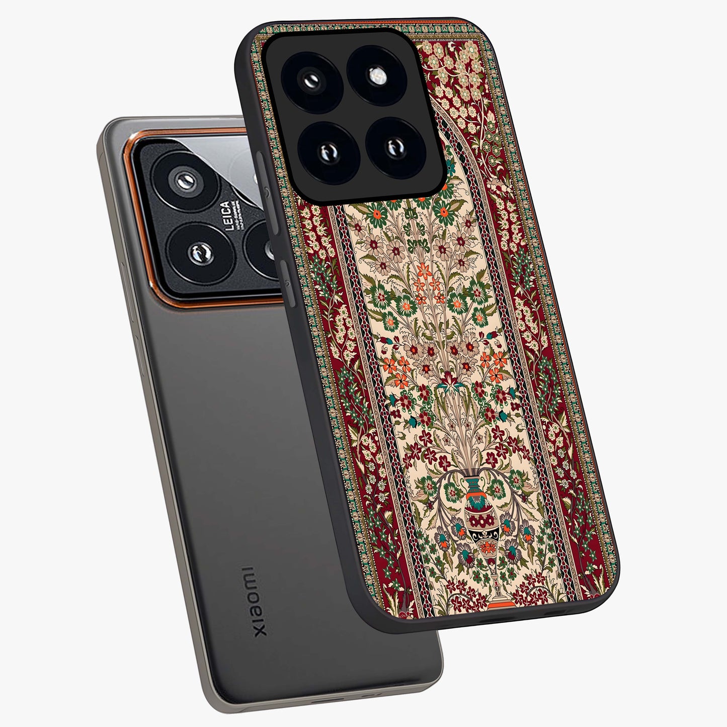 Persian Inspired Glass Case displayed in angled mockup highlighting intricate traditional design with elegant cultural aesthetic.