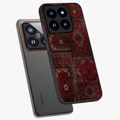 Persian Velvet Tale Glass Case displayed in angled mockup highlighting ornate textile inspired design with royal aesthetic.