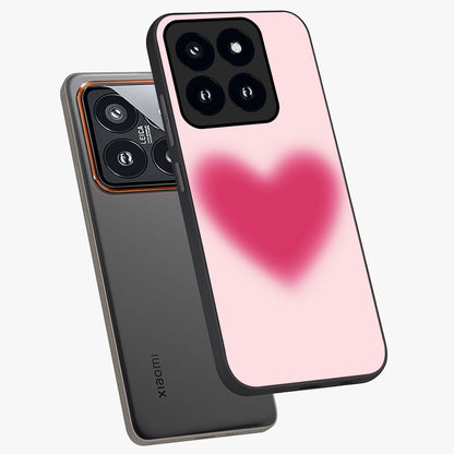 Pink Aura Heart Glass Case displayed in angled mockup highlighting vibrant pink heart design with dreamy aura aesthetic.