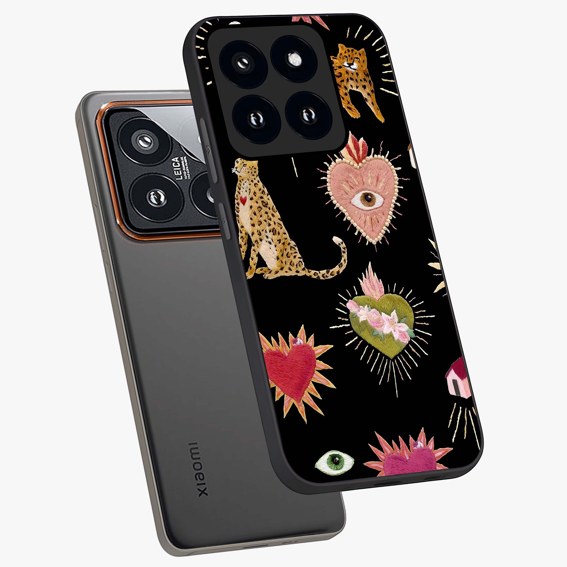 Sacred Jungle Heart Glass Case displayed in angled mockup highlighting lush tropical design with natural aesthetic style.