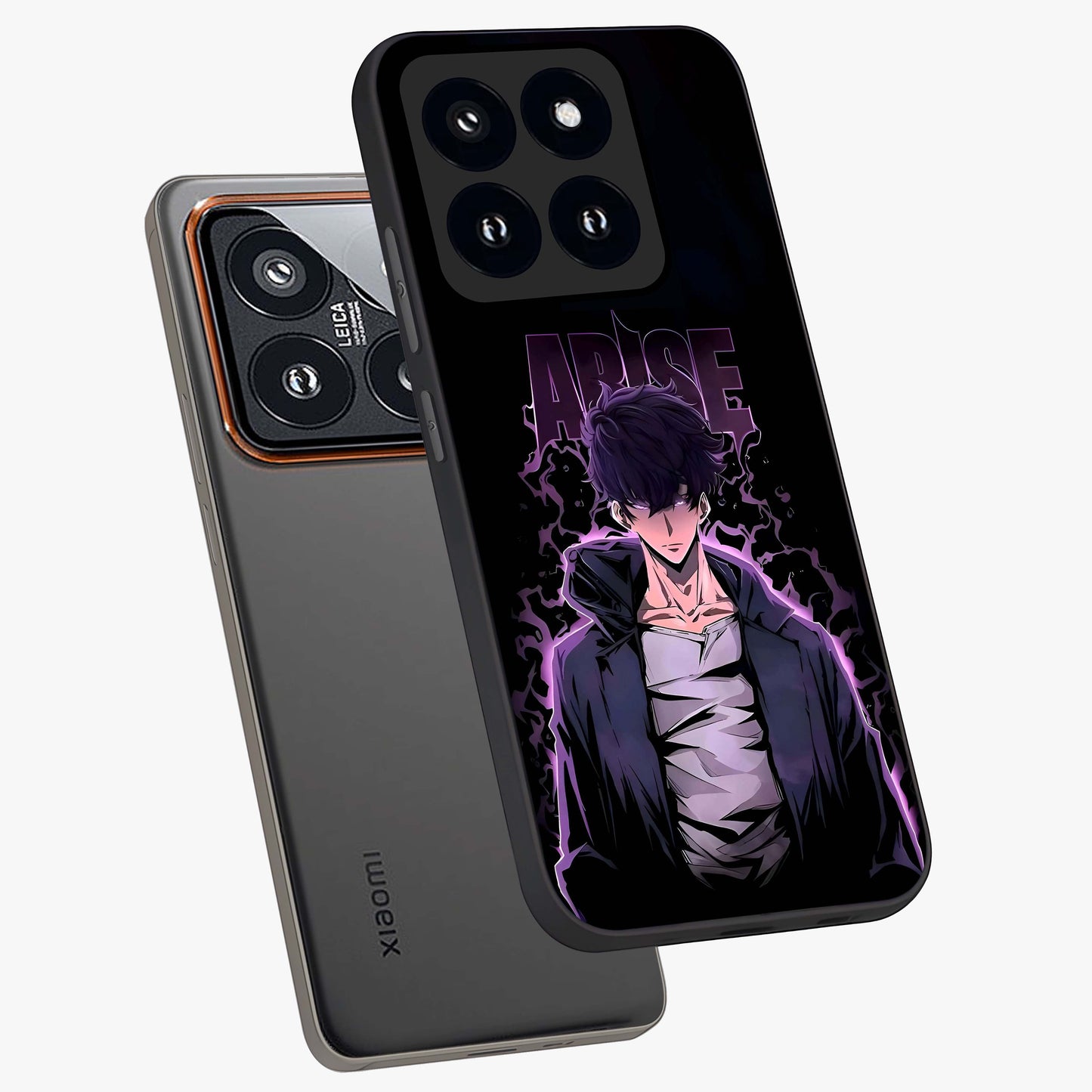 Shadow Monarch Awakening Glass Case displayed in angled mockup highlighting dramatic shadow warrior design with fantasy aesthetic.