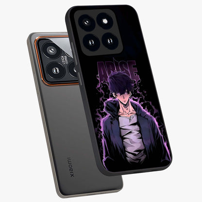 Shadow Monarch Awakening Glass Case displayed in angled mockup highlighting dramatic shadow warrior design with fantasy aesthetic.