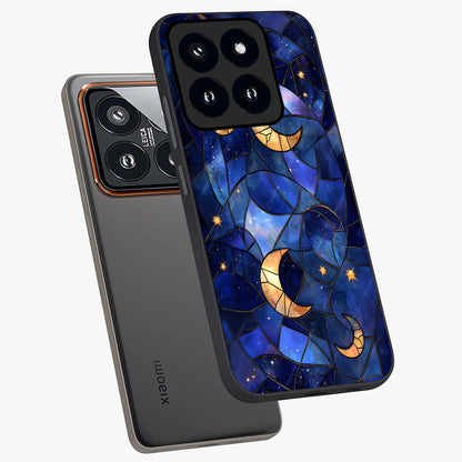 Starlit Sky Tapestry Glass Case displayed in angled mockup highlighting celestial night pattern with artistic aesthetic style.