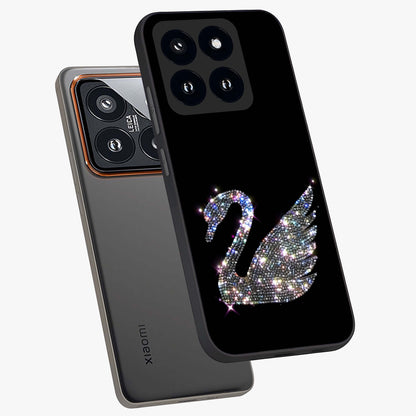 Starlit Swan Grace Glass Case displayed in angled mockup highlighting elegant swan illustration with dreamy celestial aesthetic.