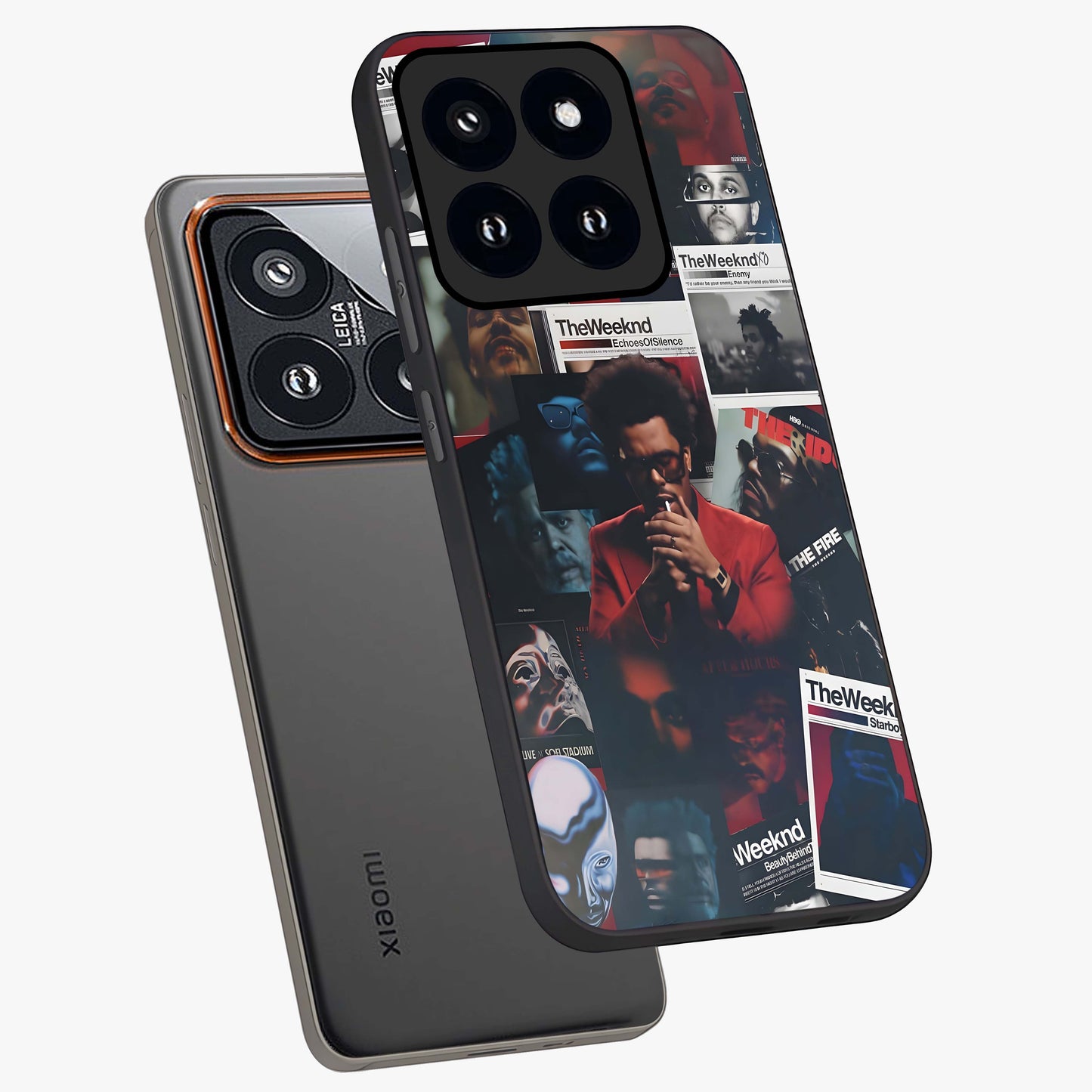 The Weeknd Glass Case displayed in angled mockup highlighting stylish pop culture inspired design with modern aesthetic.