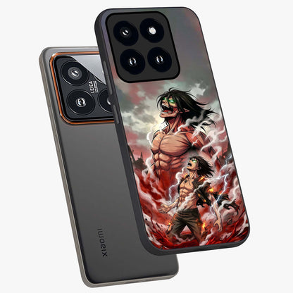Titan Awakening Fury Glass Case displayed in angled mockup highlighting dramatic giant warrior design with bold anime aesthetic.