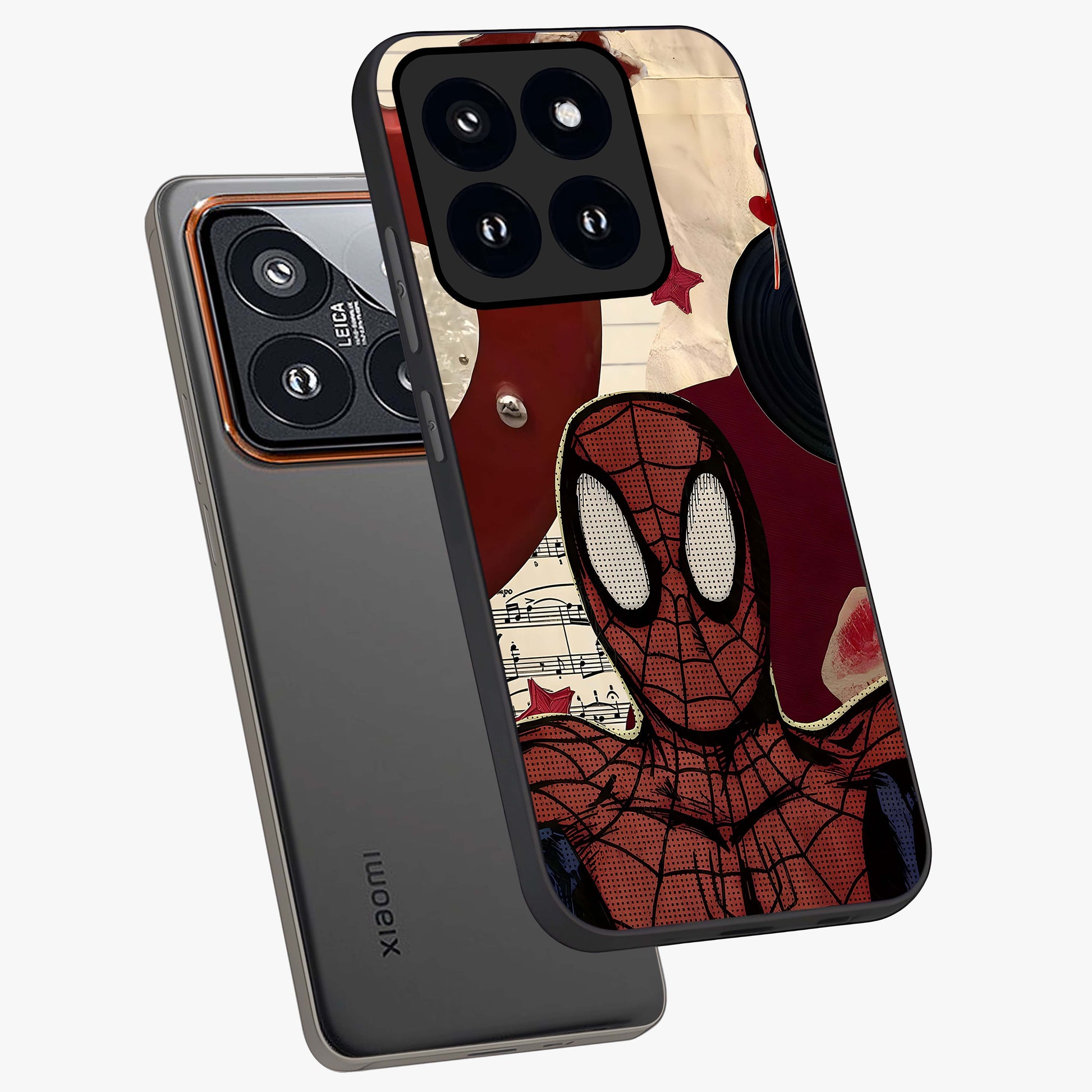 Web Warrior Vibes Glass Case displayed in angled mockup highlighting dynamic web design with comic style aesthetic.