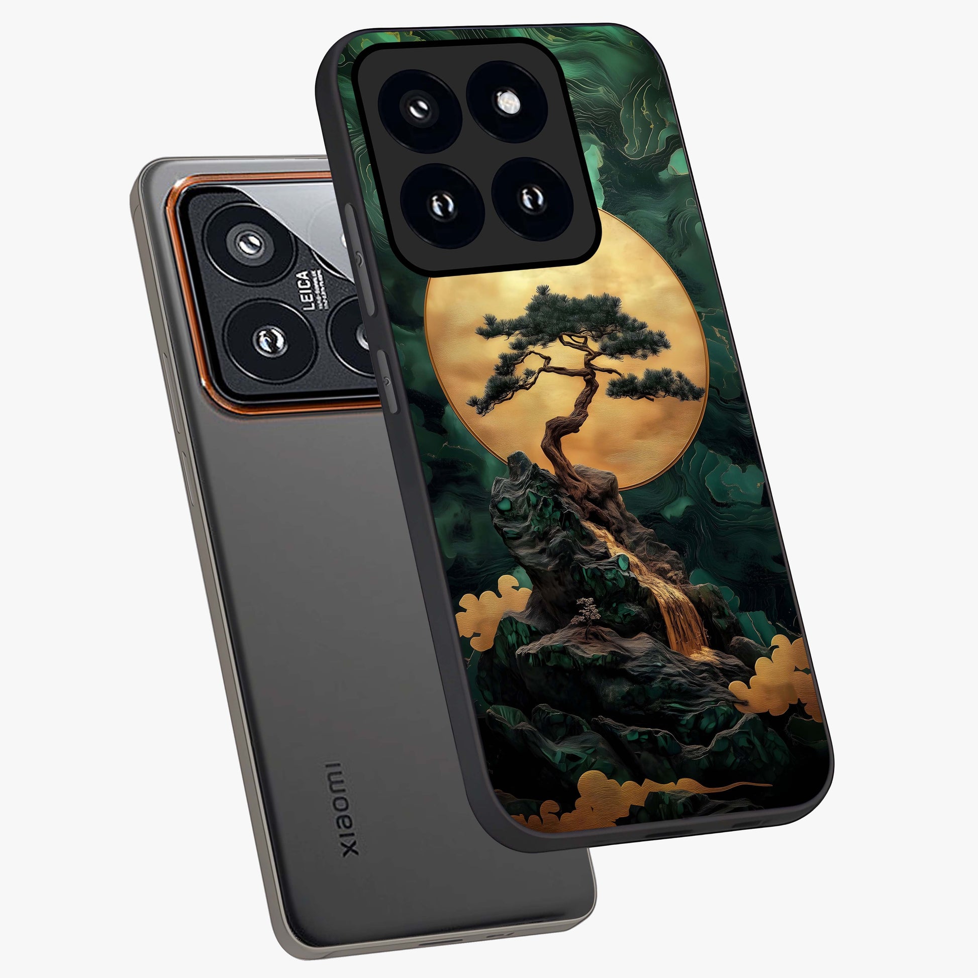 Zen Moon Rise Glass Case displayed in angled mockup highlighting peaceful lunar design with zen aesthetic style.
