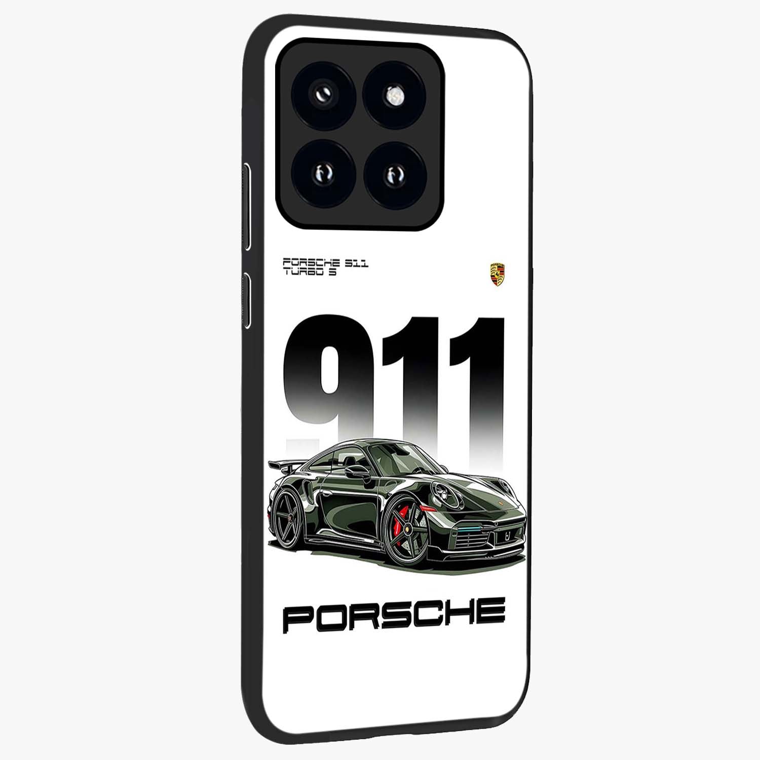 911 Turbo Dominance Glass Case upright perspective showcasing powerful racing design and modern automotive aesthetic.