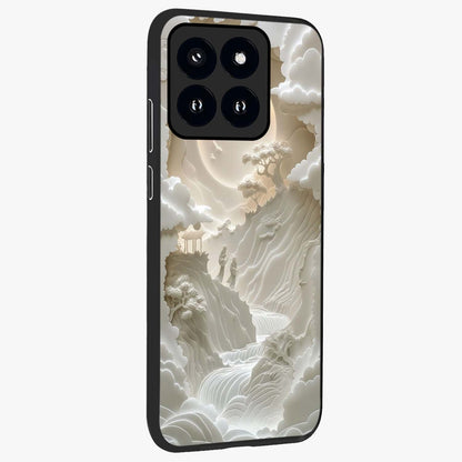 Celestial Origami Glass Case upright view showcasing creative origami artwork with modern celestial style.