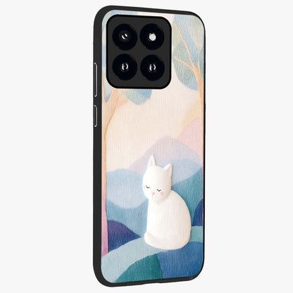 Cotton Dream Cat Glass Case upright view showcasing charming cat artwork with cozy dreamy theme.