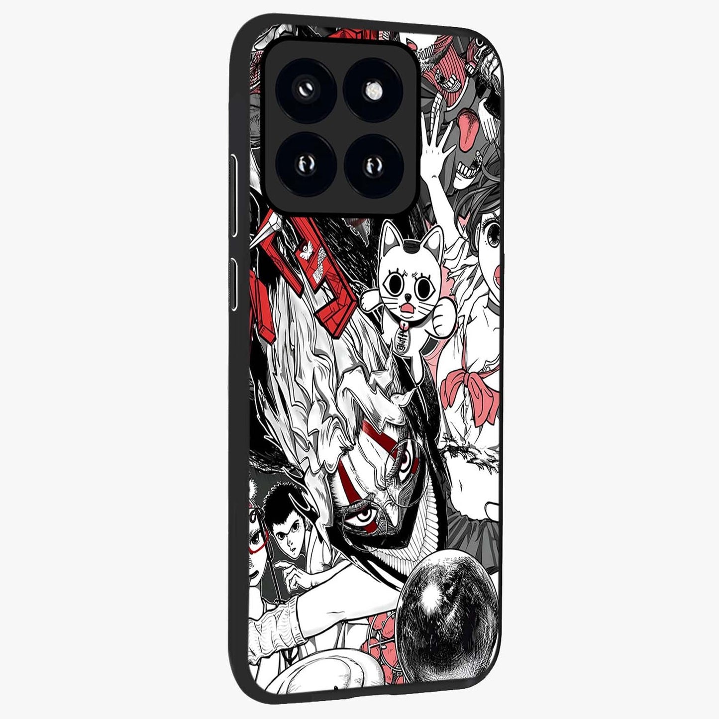 Crimson Chaos Panel Glass Case upright view showcasing intense crimson artwork with dramatic aesthetic style.