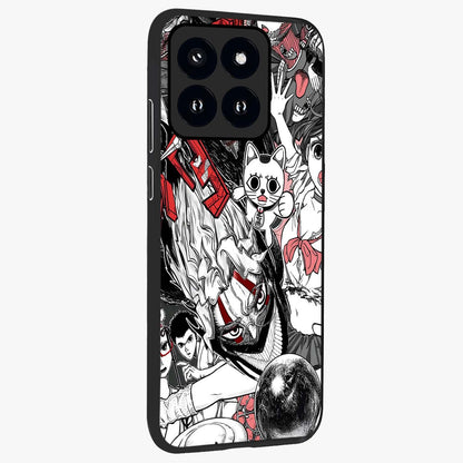 Crimson Chaos Panel Glass Case upright view showcasing intense crimson artwork with dramatic aesthetic style.