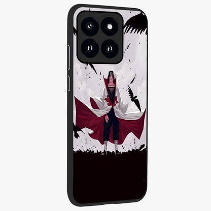 Crimson Crow Ascension Glass Case upright view showcasing dramatic crow artwork with bold gothic theme.