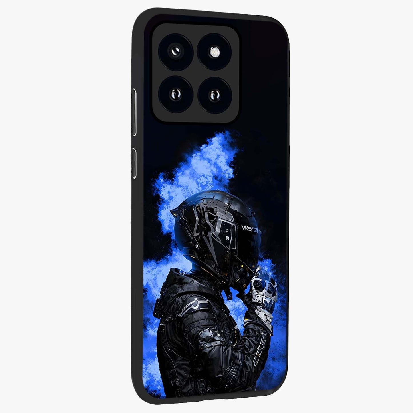 Cyber Sentinel Protocol Glass Case upright view showcasing advanced cyber sentinel artwork with futuristic tech theme.