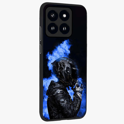 Cyber Sentinel Protocol Glass Case upright view showcasing advanced cyber sentinel artwork with futuristic tech theme.