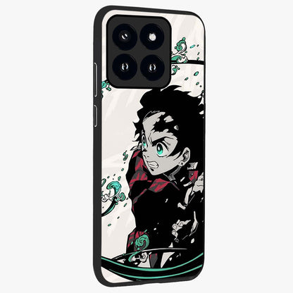 Demon Slayer Glass Case upright view showcasing powerful anime artwork with intense warrior theme.