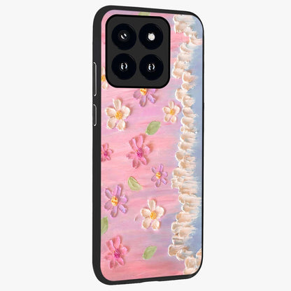 Dreamy Painted Garden Glass Case upright view showcasing vibrant floral garden artwork with artistic nature theme.