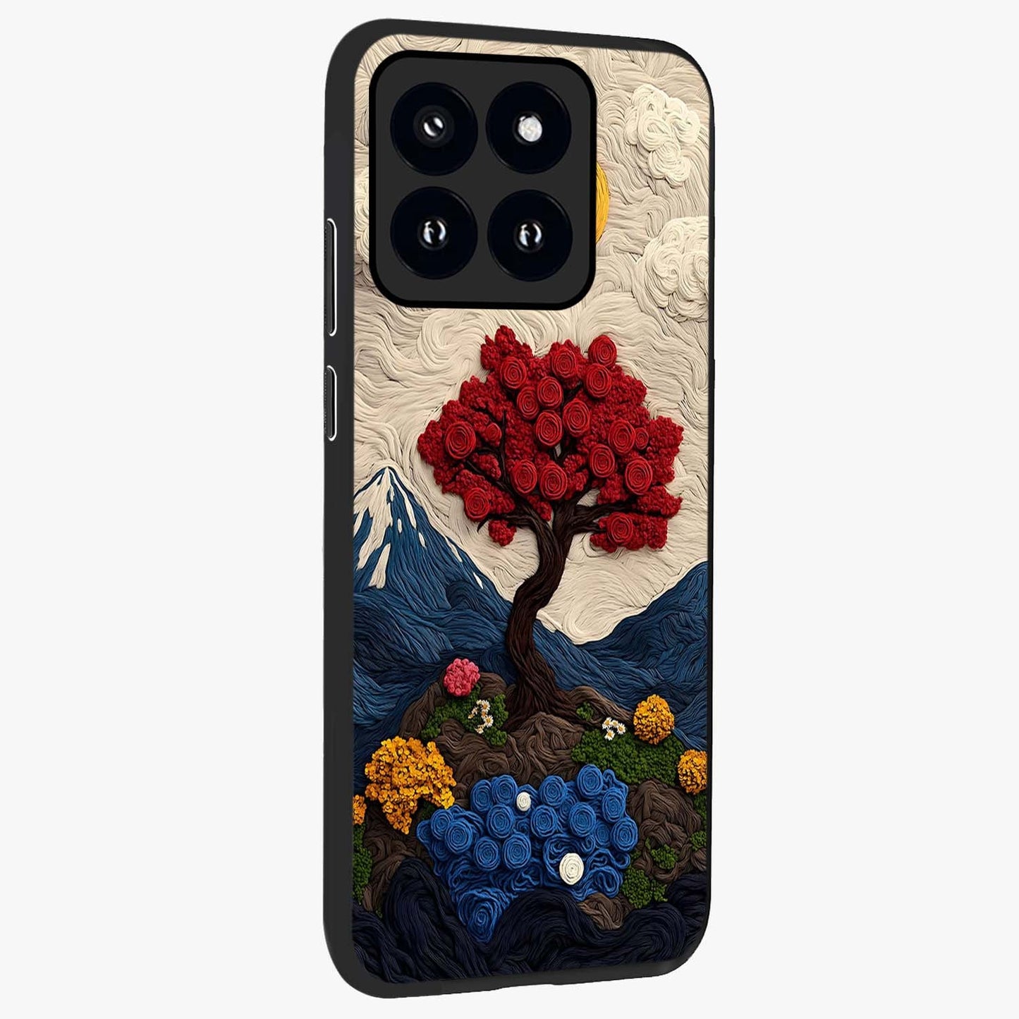 Eternal Nature Tapestry Glass Case upright view showcasing elegant nature tapestry design with decorative style.